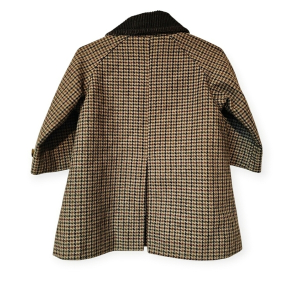 RARE Vintage Ralph Lauren Kids Wool A Line Houndstooth Corduroy Button Up Coat - Picture 2 of 15